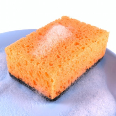 sponge with dish soap